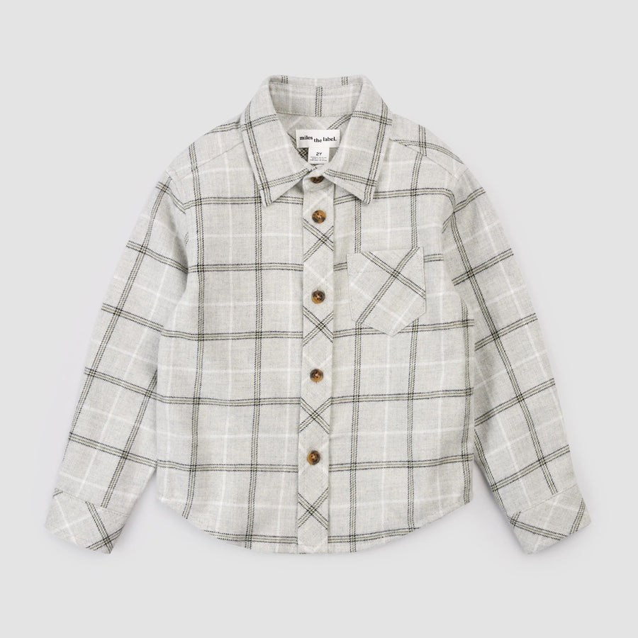 Light Grey Plaid Flannel Shirt