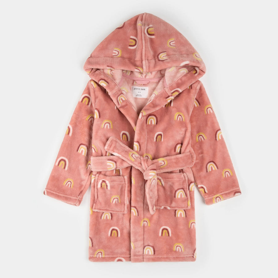 Rainbow Print on Pink Plush Robe