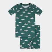 Sharks Print on Deep Green Summer Sleep Set