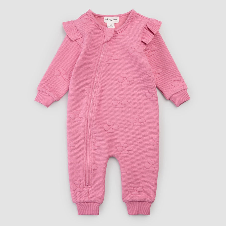 Hibiscus on Magenta Ruffled Playsuit