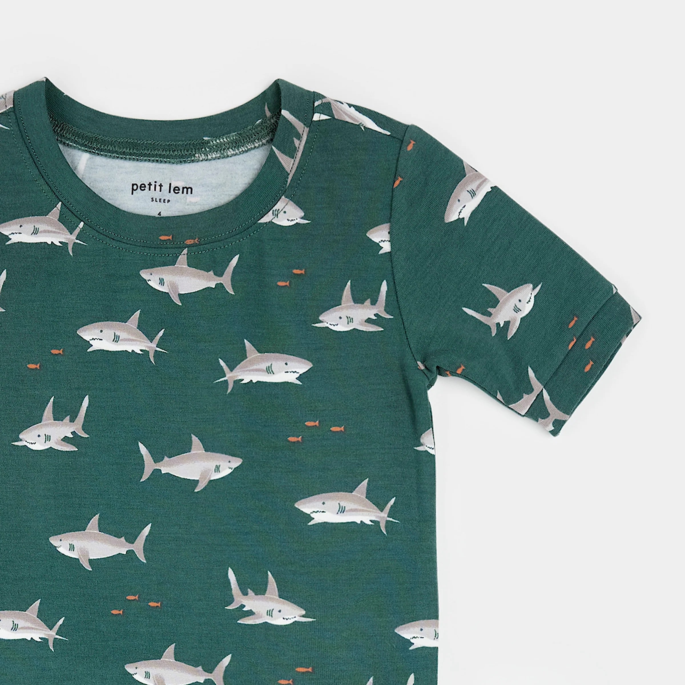 Sharks Print on Deep Green Summer Sleep Set