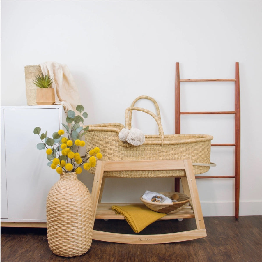 Classic Rocking Moses Bassinet Stand with Brake- Natural