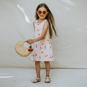 Cherry Print on Blush Racerback Jersey Dress