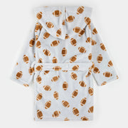 Football Print on Light Grey Plush Robe