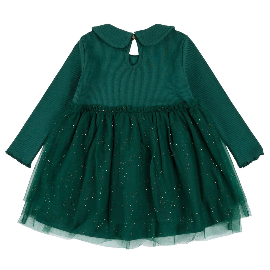 Pine Green Three Pieces Ribbed Dress