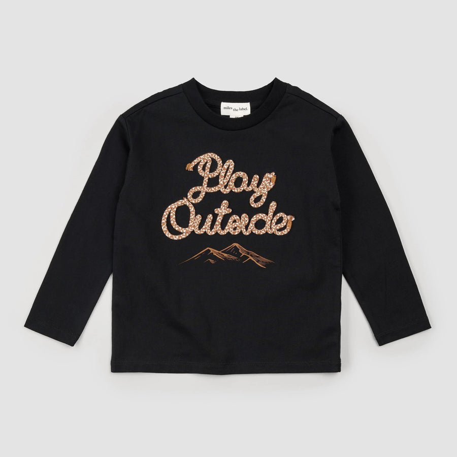 Play Outside Cord Applique Long-Sleeve Top
