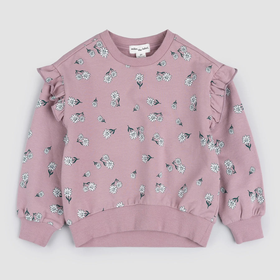 Poinsettia Print on Elderberry Sweatshirt