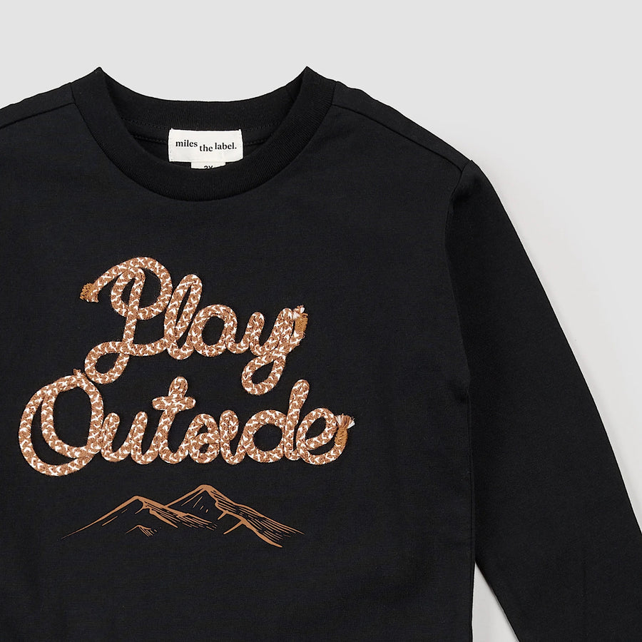 Play Outside Cord Applique Long-Sleeve Top