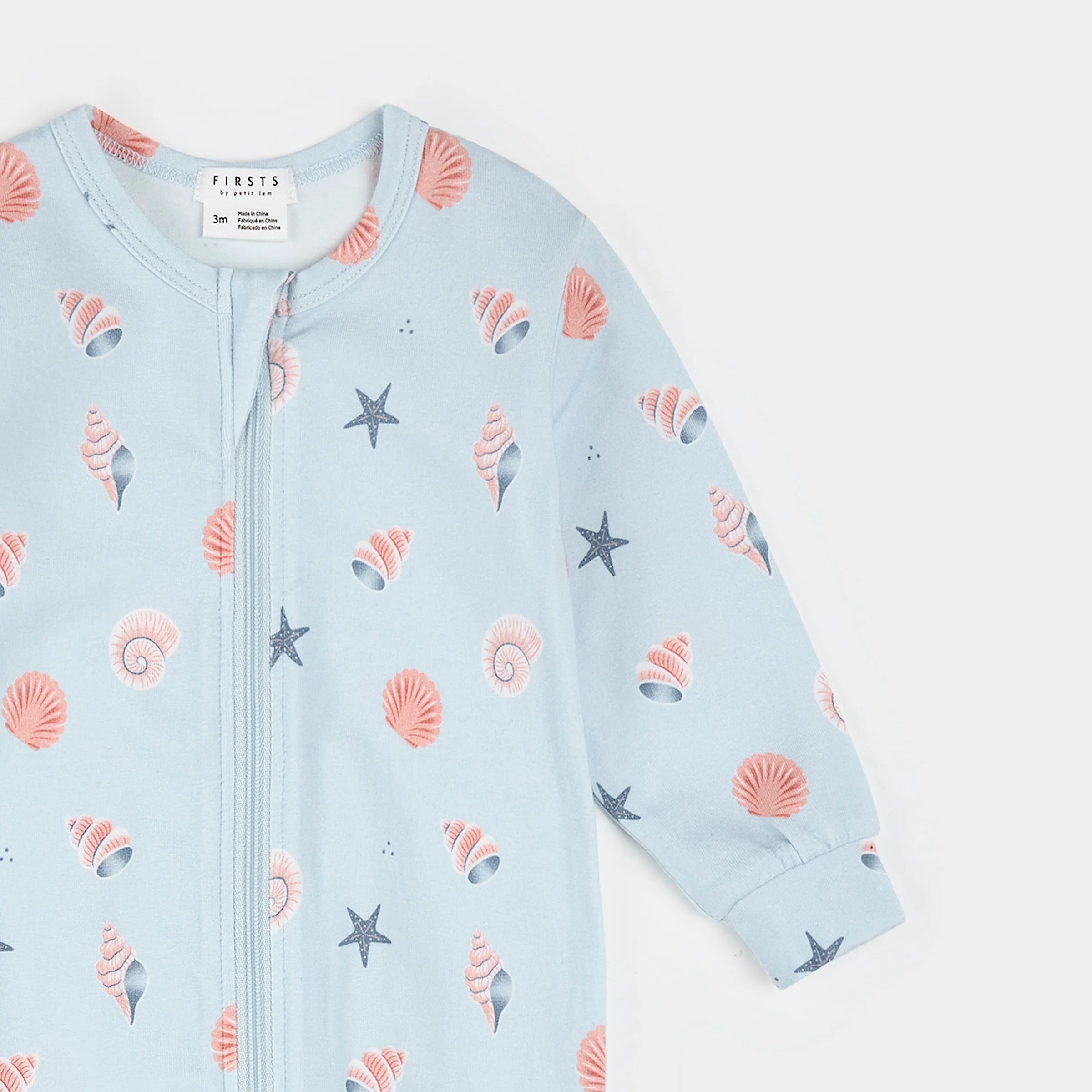 Shells Print on Powder Blue Sleeper
