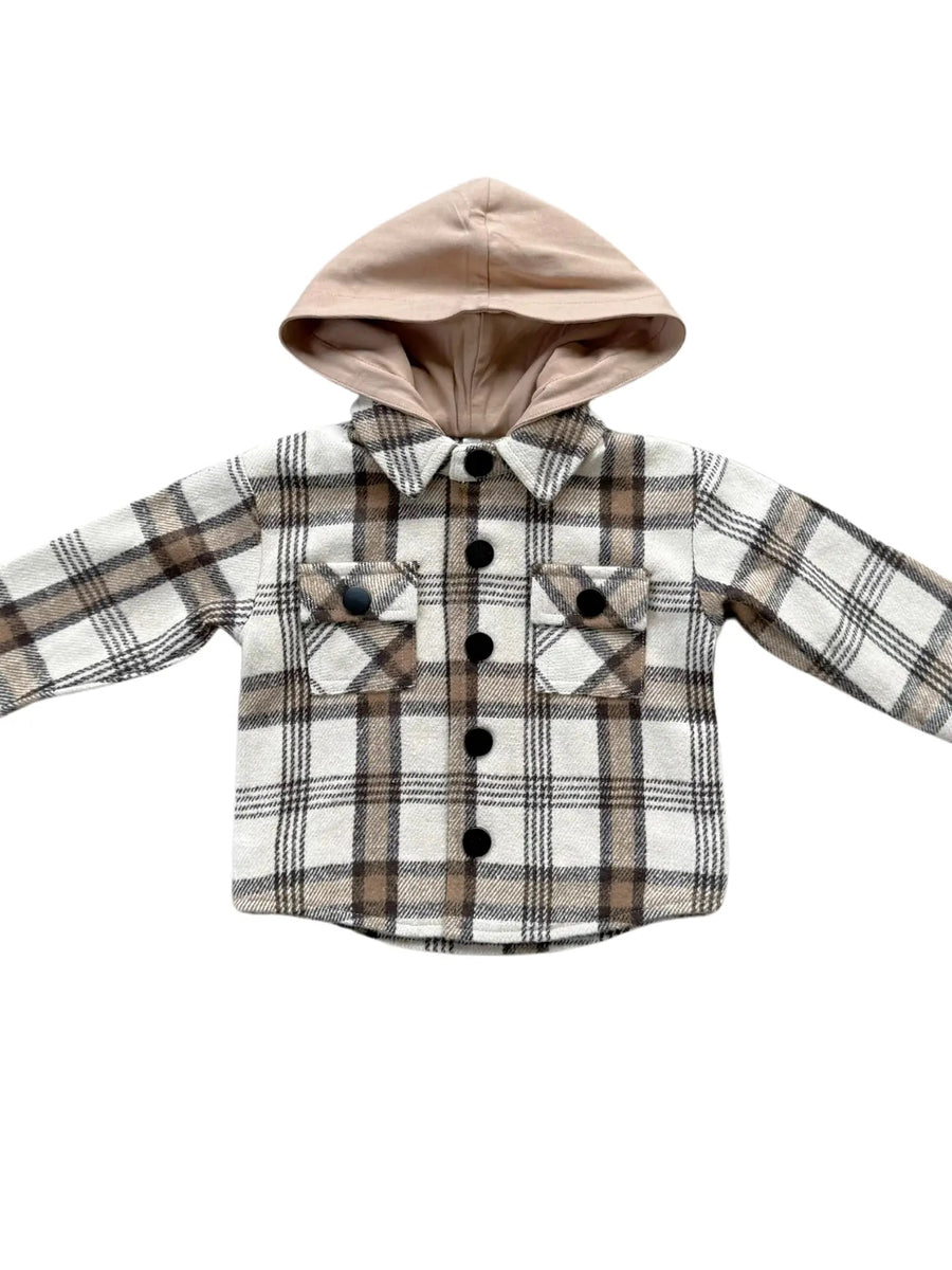 Hooded Shacket - Desert Plaid