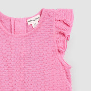 Magenta Ruffled Sleeveless Top