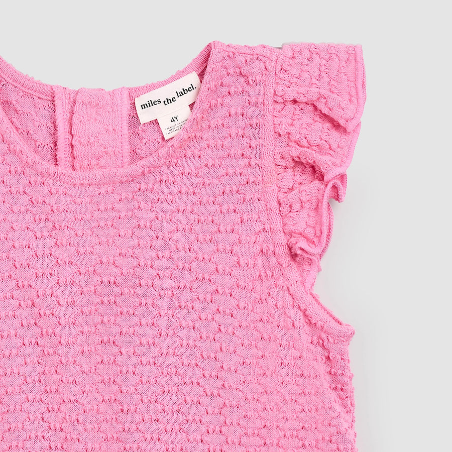 Magenta Ruffled Sleeveless Top
