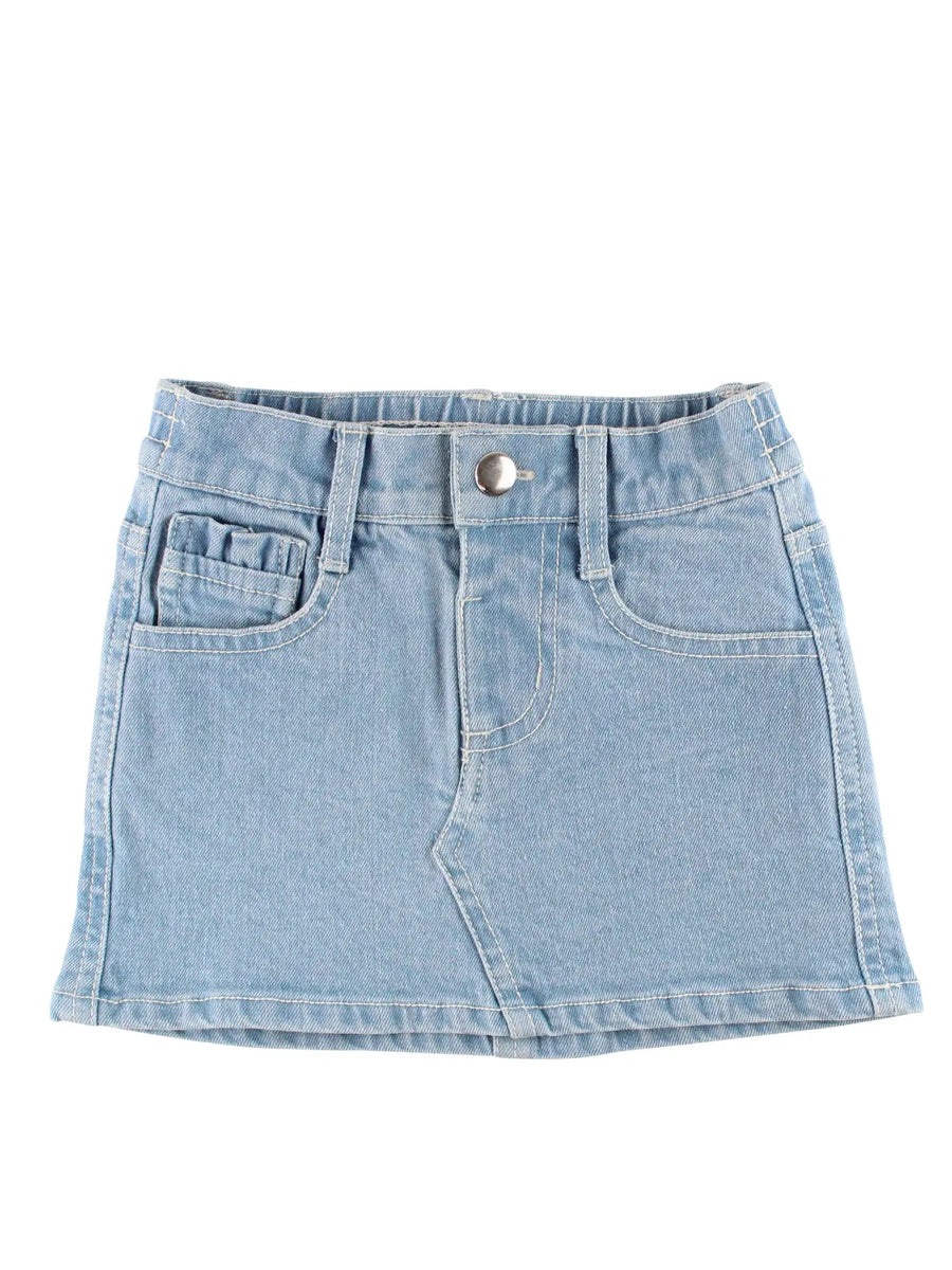 Girls Light Wash Ruffle Jean Skirt