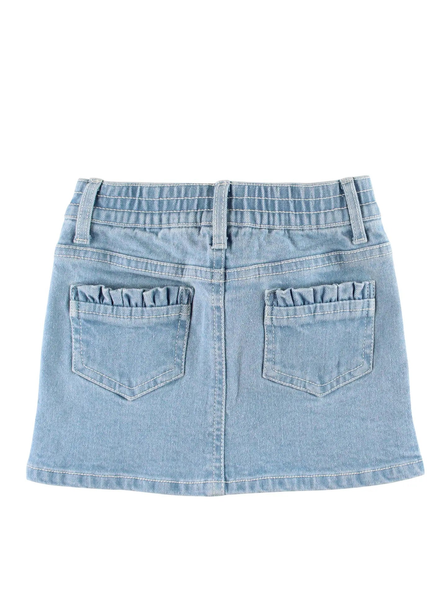 Girls Light Wash Ruffle Jean Skirt