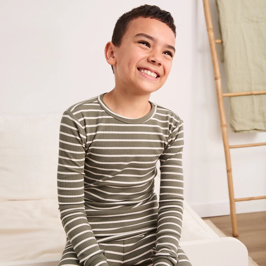 Farm Green Striped Modal Rib PJ Set