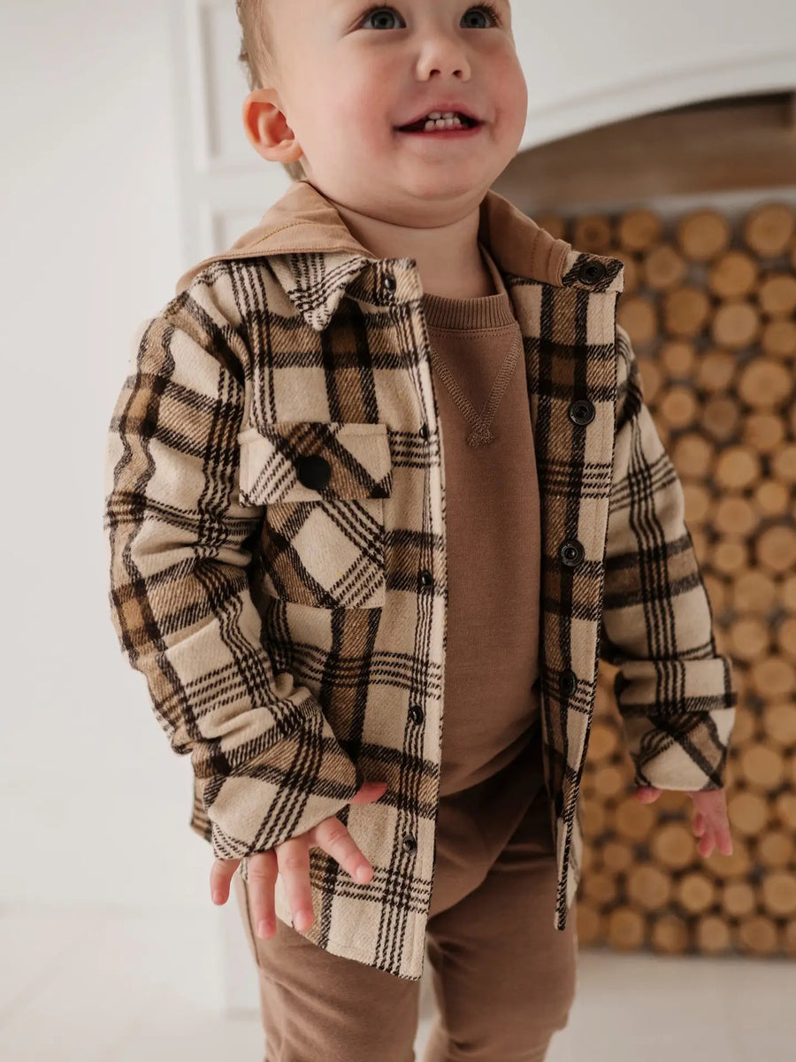 Hooded Shacket - Desert Plaid