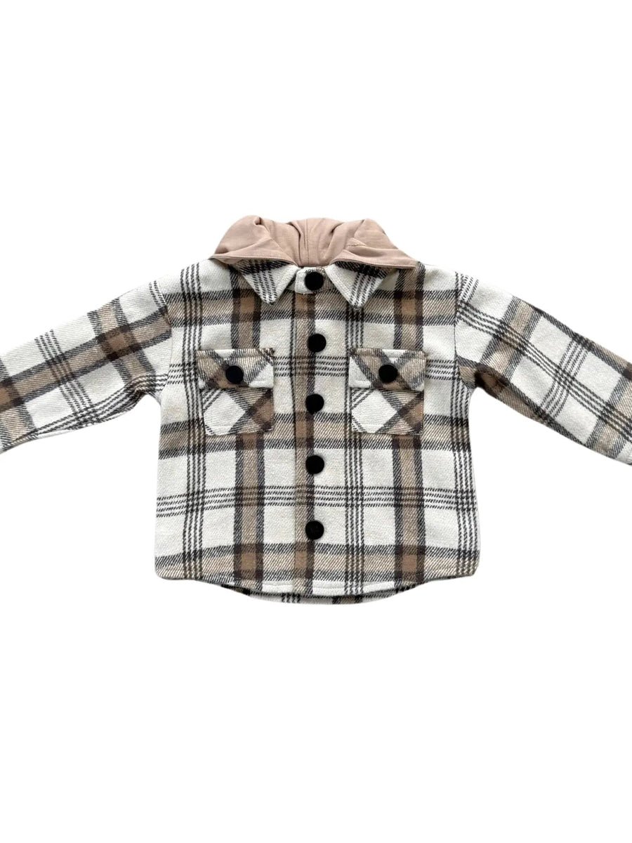 Hooded Shacket - Desert Plaid