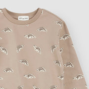 Dino Fossil Print on Taupe Sweatshirt