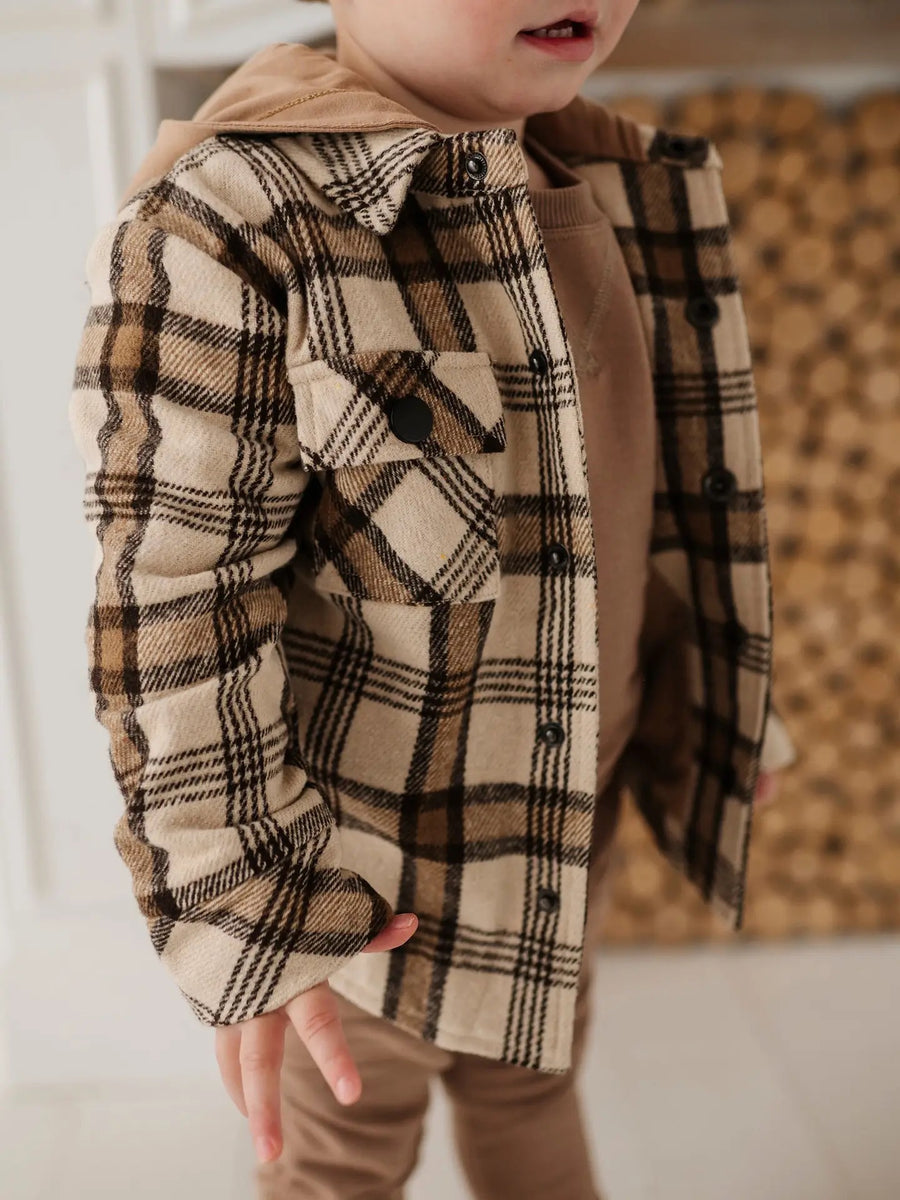 Hooded Shacket - Desert Plaid