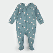 Tulips Print on Sea Blue Ribbed Sleeper