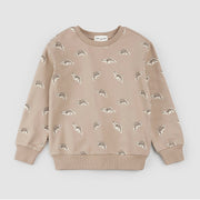 Dino Fossil Print on Taupe Sweatshirt