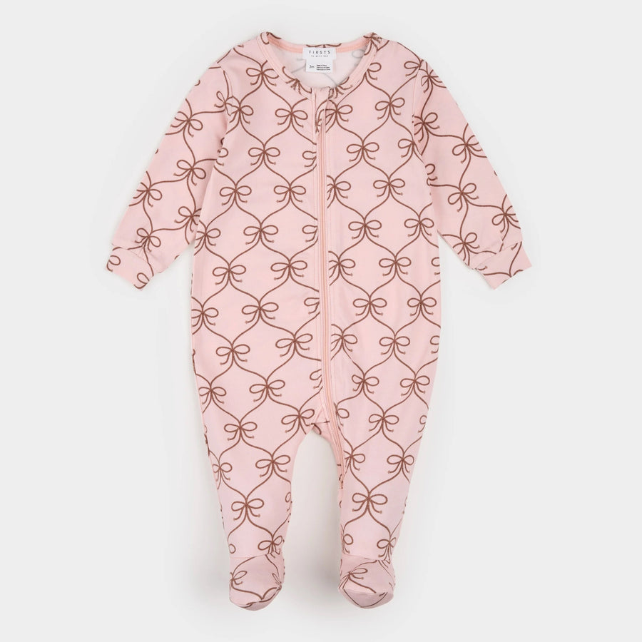 Lasso Bow Print on Rose LunaKnit Sleeper