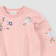 Floral Embroidery on Miles Pink Sweatshirt