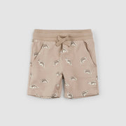 Dino Fossil Print on Taupe Shorts