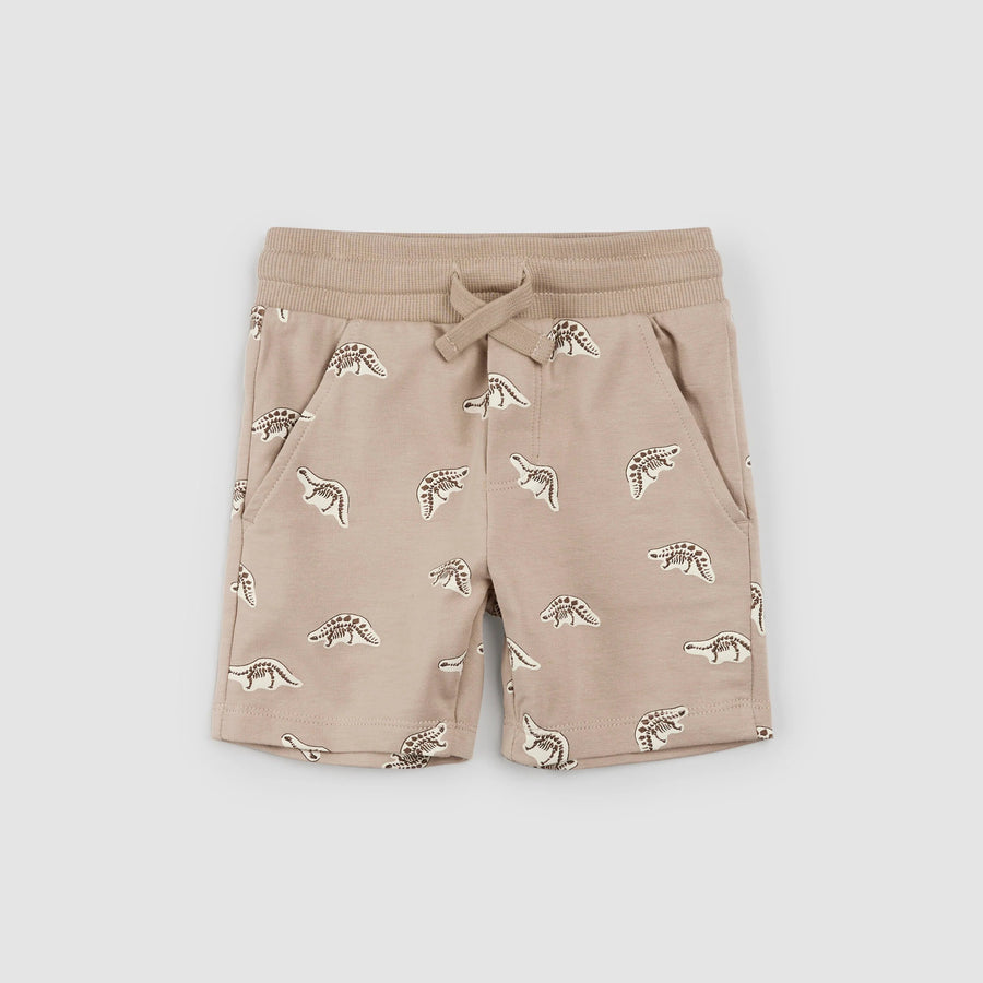 Dino Fossil Print on Taupe Shorts