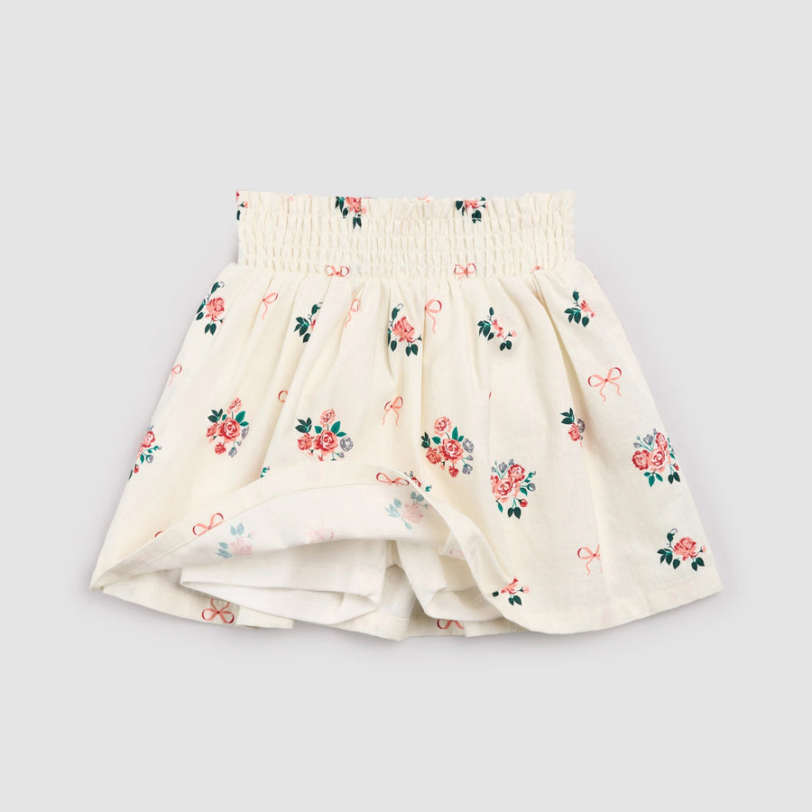 Bows and Bouquets on Ivory Skort
