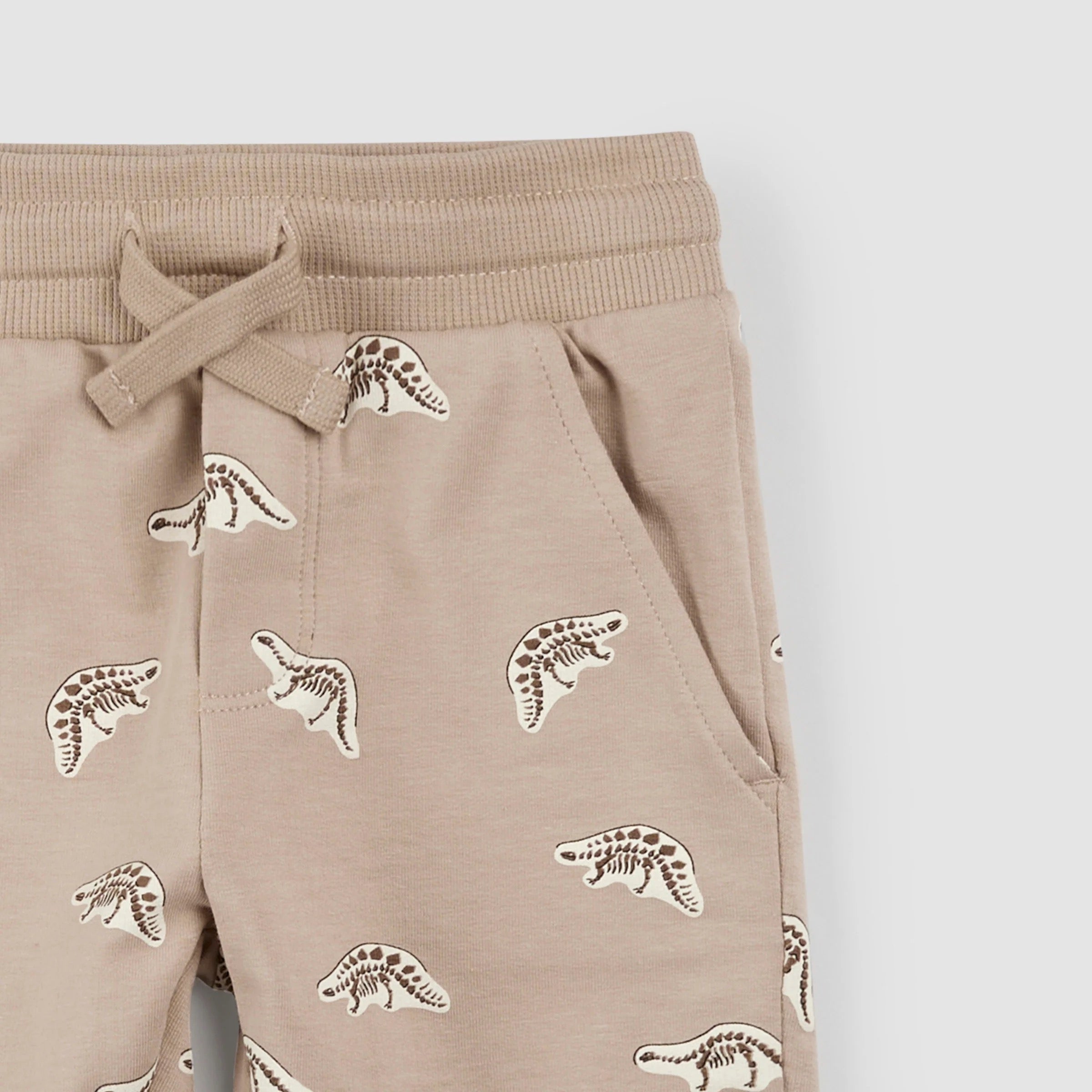 Dino Fossil Print on Taupe Shorts