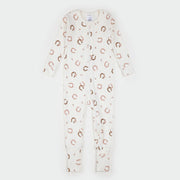 Horseshoe Print on Antique White Convertible Ribbed Sleeper