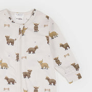 Highland Cow Print on Crème LunaKnit Sleeper