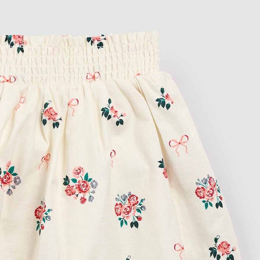 Bows and Bouquets on Ivory Skort
