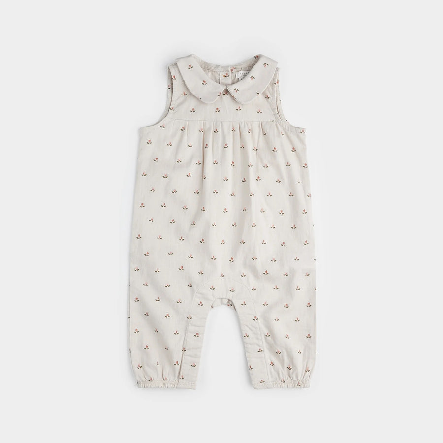 Tulip Print on Crosshatch Linen Jumpsuit