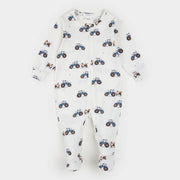 Tractor Ride Print on Off-White LunaKnit Sleeper