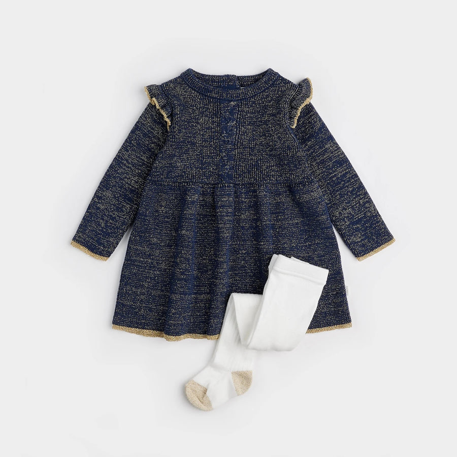 Blue Sparkle Sweater Dress Set