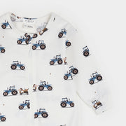 Tractor Ride Print on Off-White LunaKnit Sleeper