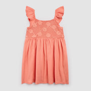 Coral Ruffled Sleeve Dress