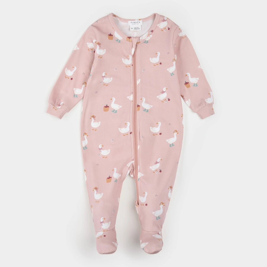 Dress-Up Duck Print on Primrose LunaKnit Sleeper