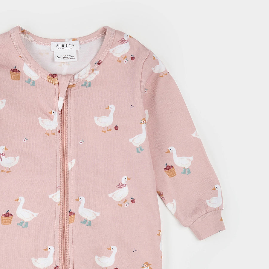 Dress-Up Duck Print on Primrose LunaKnit Sleeper