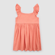 Coral Ruffled Sleeve Dress