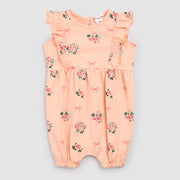 Bows and Bouquets on Peach Ruffled Playsuit