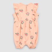 Bows and Bouquets on Peach Ruffled Playsuit