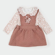 Floral Terracotta Quilted Overall Dress