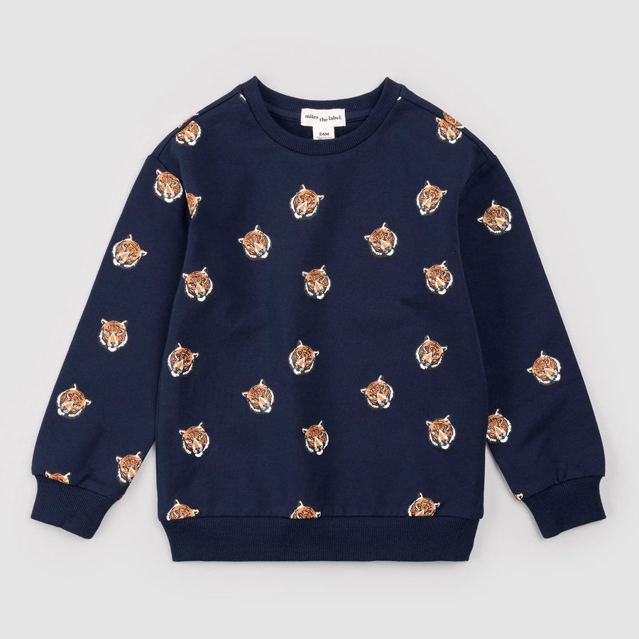 Go Tigers Print on Blue Sweatshirt