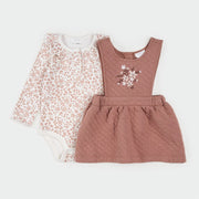 Floral Terracotta Quilted Overall Dress