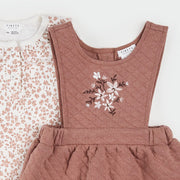 Floral Terracotta Quilted Overall Dress