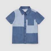 Patchwork Chambray Short Sleeve Shirt