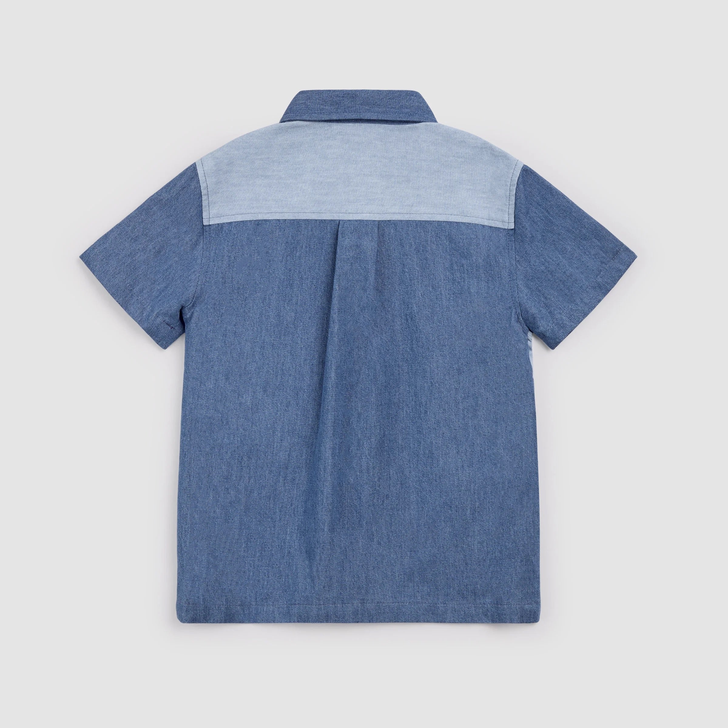 Patchwork Chambray Short Sleeve Shirt